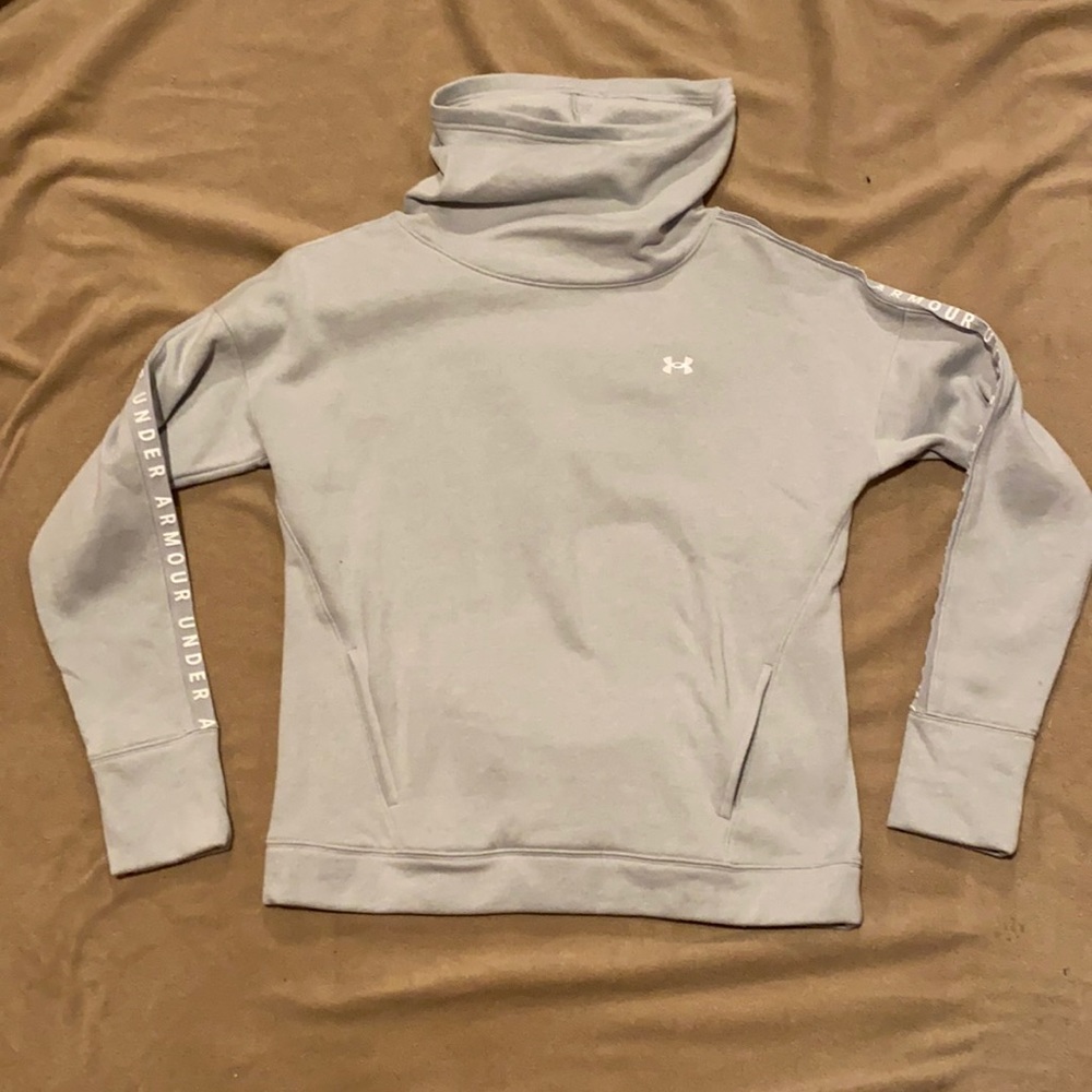 Under Armour Taped Fleece Funnel Neck Sweatshrit, Grey, Size Small. New.